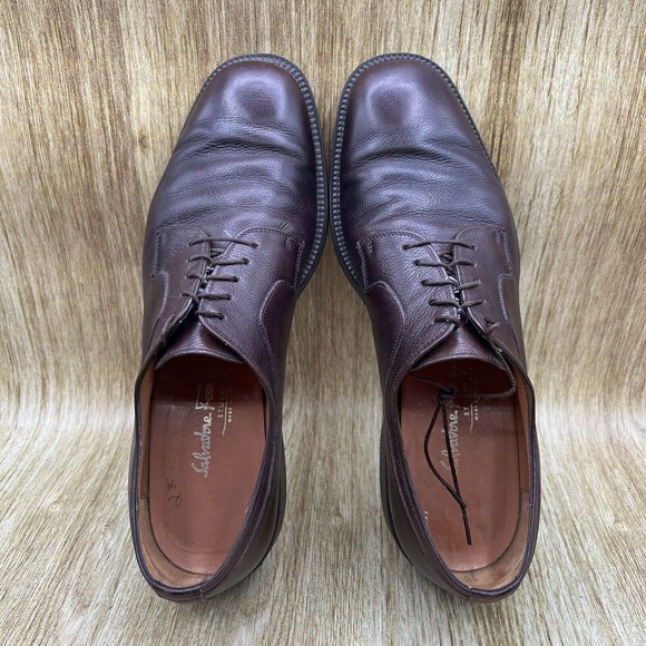 Salvatore Ferragamo Moral Plain Toe Shoes Blucher Derby Oxfords Mens Size 9 D main image 5